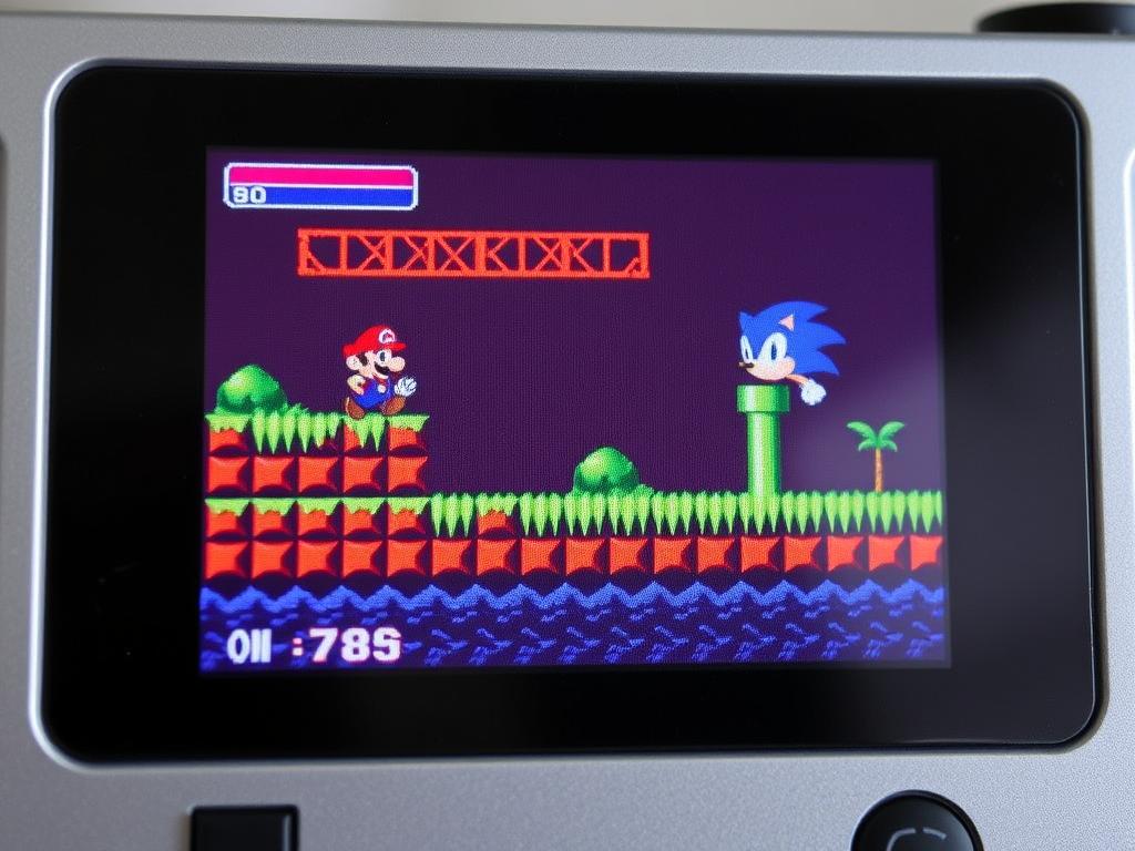 Anbernic RG35XX Plus showing emulated retro game with crisp display